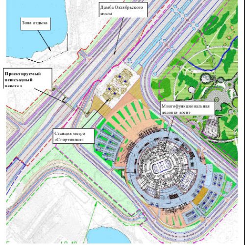 Пешеходный переход через дамбу Октябрьского моста к Ледовой арене оценили в 311 млн рублей