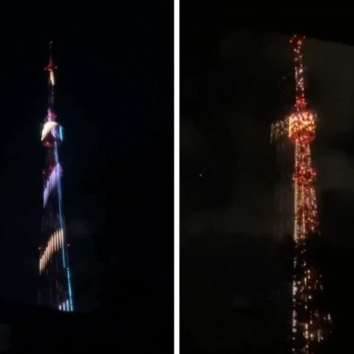 Ночную подсветку подключили в тестовом режиме у новосибирской телевышки