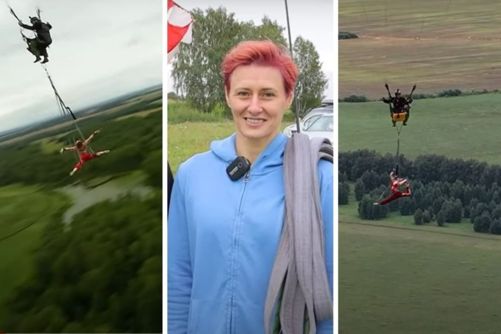 Чемпионка России провела 8 минут без страховки в небе Новосибирска (видео)