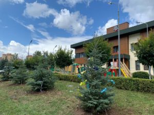 Сбер высадил голубые ели из Сибири на территории детской больницы в Казани