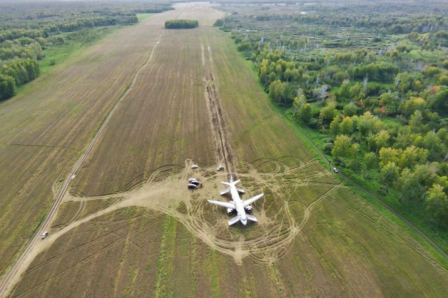 самолет в поле