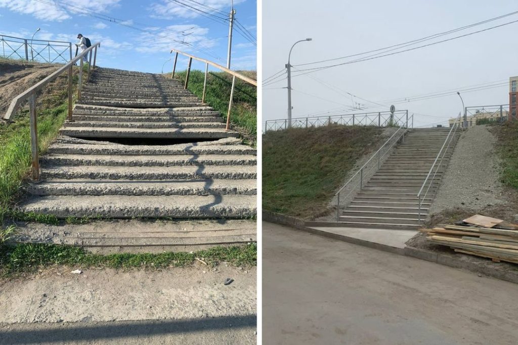 Лестница на Фабричной стала безопасной для пешеходов в Новосибирске