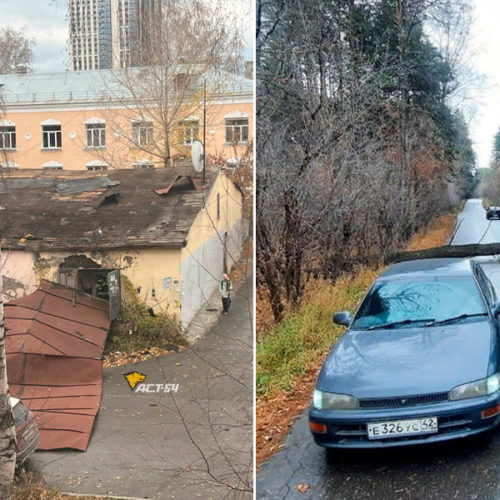 Жители Новосибирска делятся фотографиями разрушений после сильного ветра