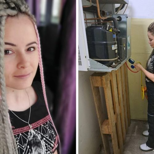 Отмороженная: миниатюрная блондинка стала мастером по ремонту холодильников в Новосибирске