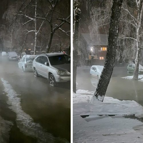 Течет и пахнет: двор новосибирской пятиэтажки затопило канализацией