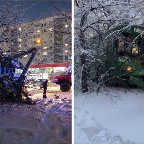 Троллейбус № 7 с пассажирами врезался в столб в Новосибирске