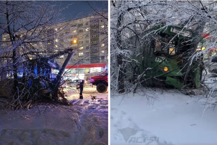 Троллейбус № 7 с пассажирами врезался в столб в Новосибирске