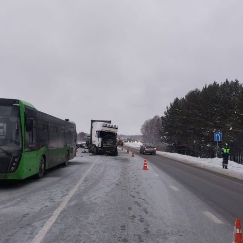 Пассажиры пострадали в ДТП с микроавтобусом и фурой на трассе под Новосибирском