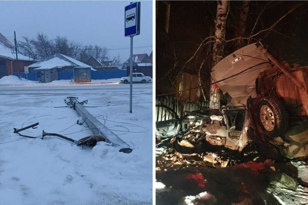Снес столб и врезался в дерево: нарушитель, удирая от полиции, устроил ДТП в Бердске