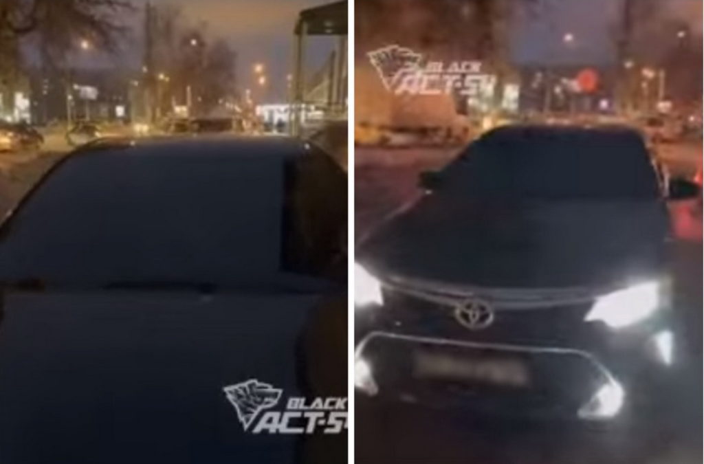 Водитель автомобиля с модными номерами заехал на тротуар в Новосибирске