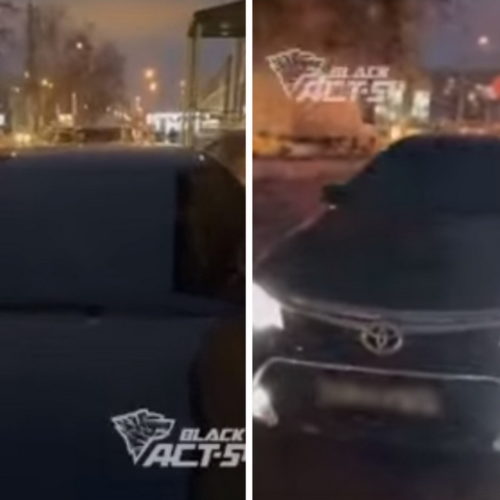 Водитель автомобиля с модными номерами заехал на тротуар в Новосибирске
