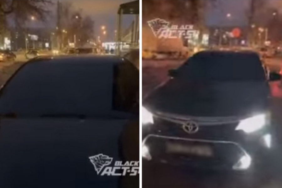 Водитель автомобиля с модными номерами заехал на тротуар в Новосибирске
