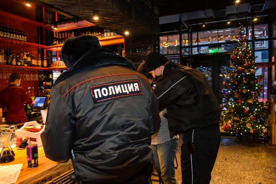 Девушка атаковала новогоднюю елку в баре Новосибирска