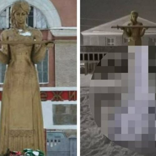СК проверит школьников, слепивших снежный фаллос у Мемориала Славы в Сибири