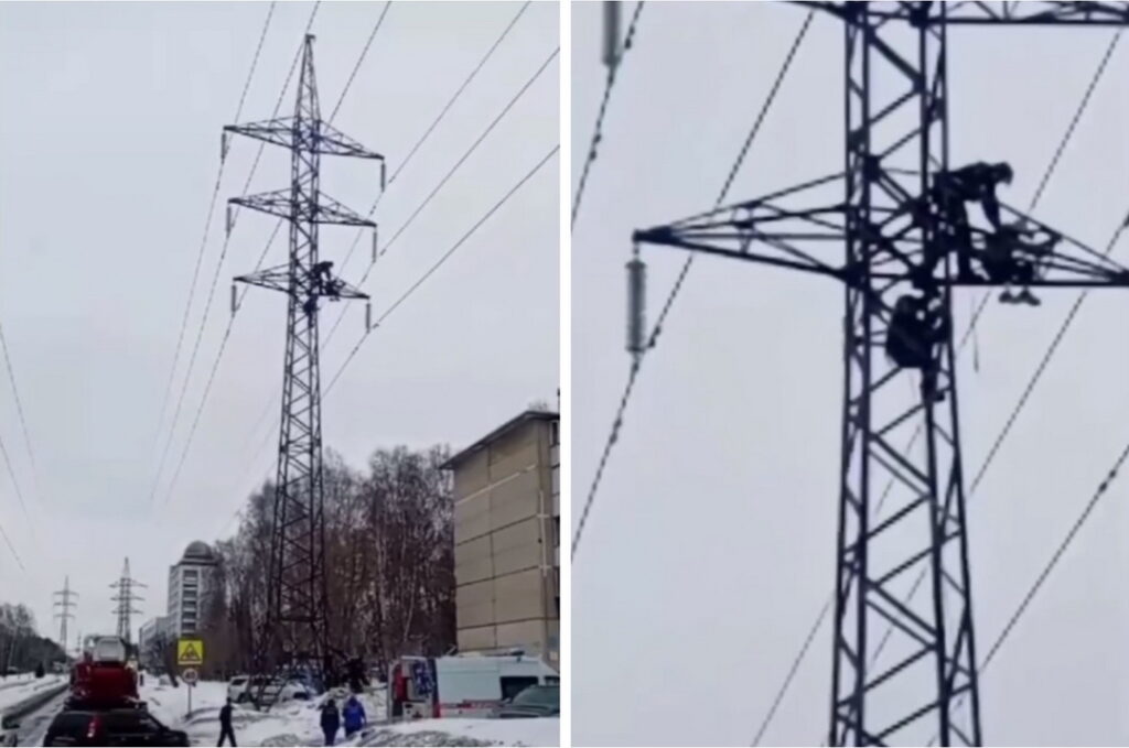 Спасатели сняли с линии электропередачи жителя Новосибирска, отметившего Масленицу