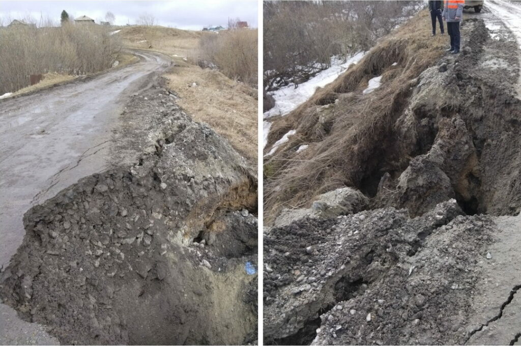 Дорога от двух поселков до райцентра обвалилась под Новосибирском