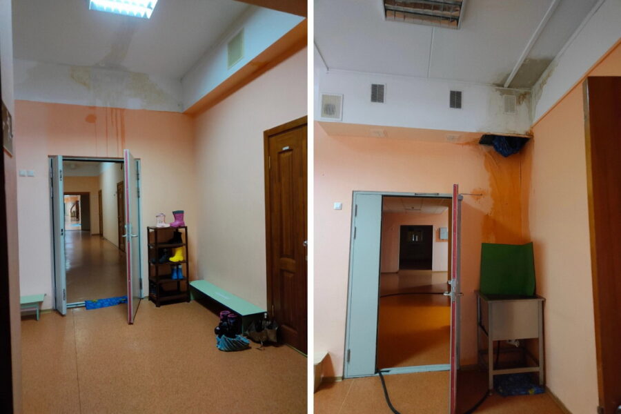 Родители забили тревогу из-за протечки в крыше детского сада №35 в Новосибирске