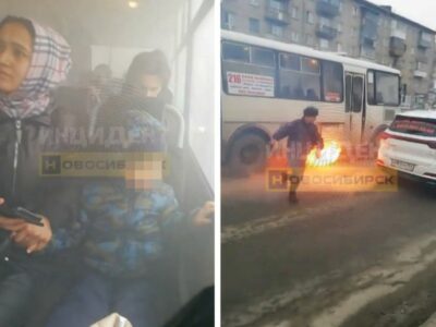 Автобус с пассажирами на ходу загорелся в Новосибирске