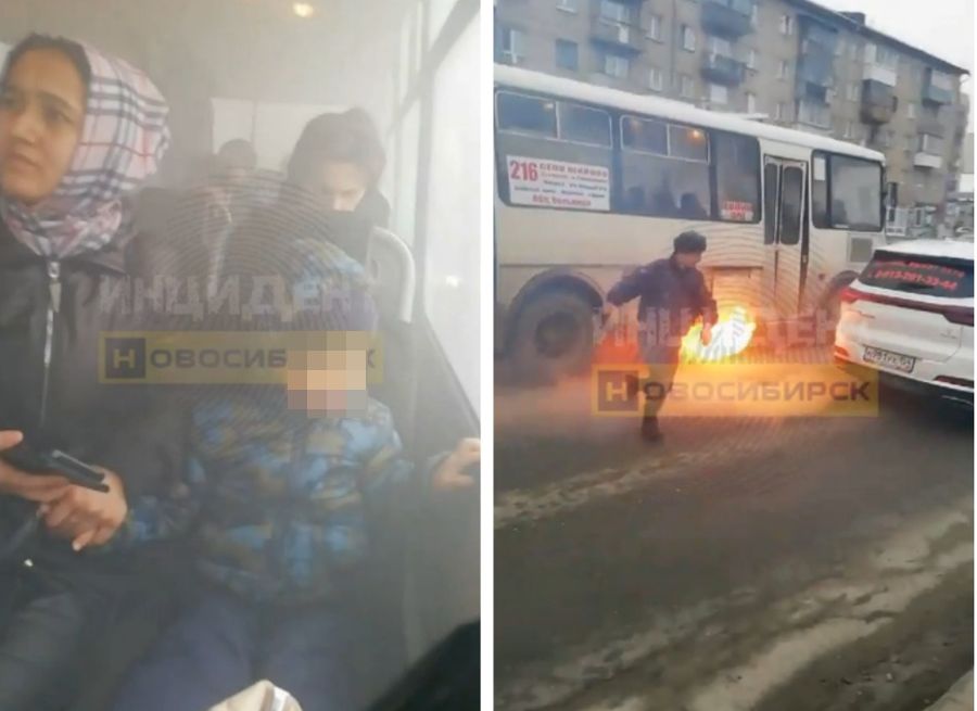 Автобус с пассажирами на ходу загорелся в Новосибирске
