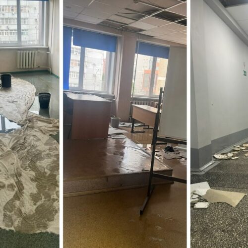 Сильный ливень затопил учебный корпус НГУЭУ в Новосибирске
