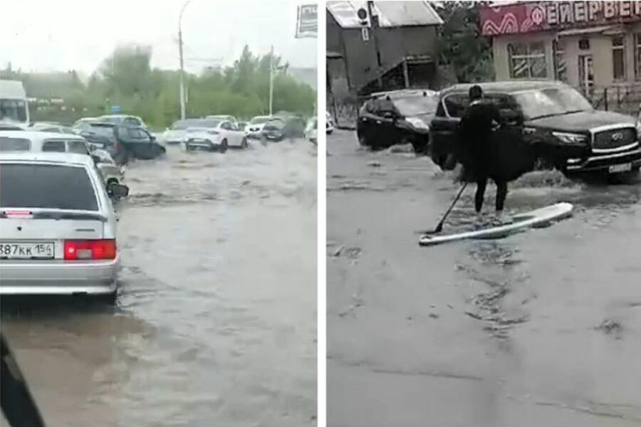 «Пора лодку покупать»: после продолжительных дождей улицы Новосибирска превратились в реку