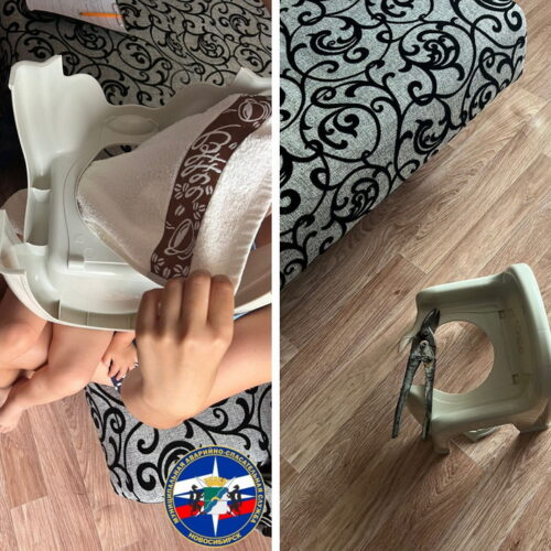 Спасатели помогли снять стульчик от горшка с шеи ребенка в Новосибирске