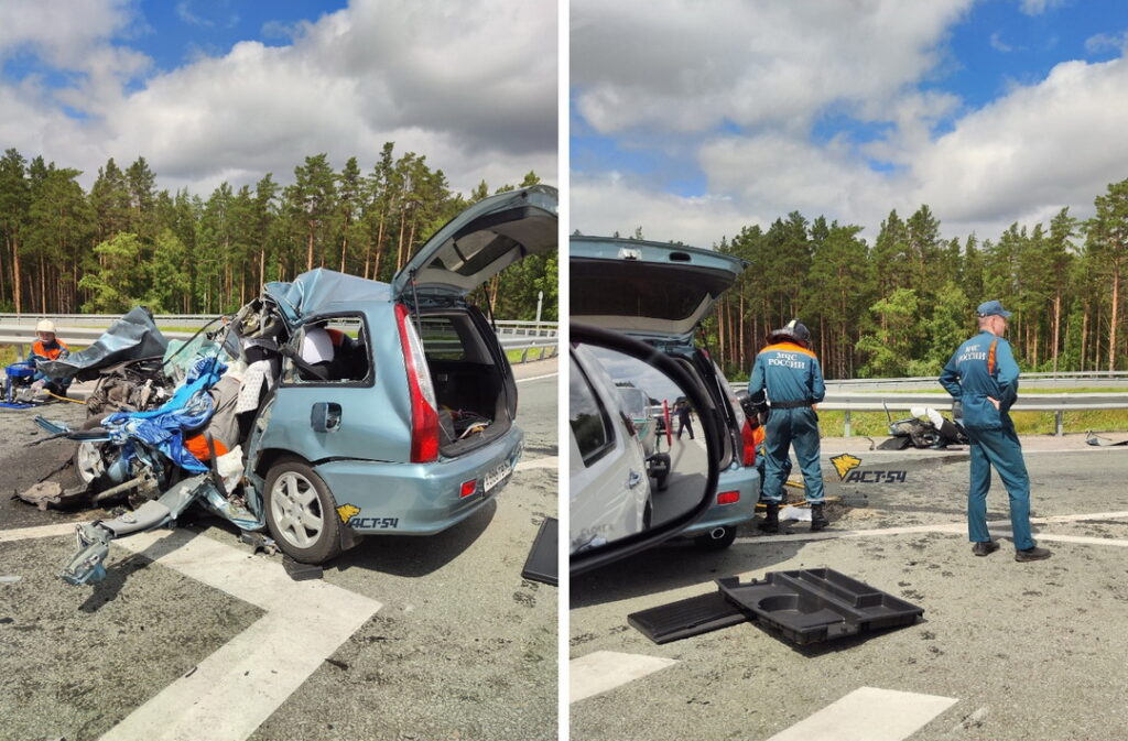 Фура столкнулась с иномаркой на Северном объезде под Новосибирском