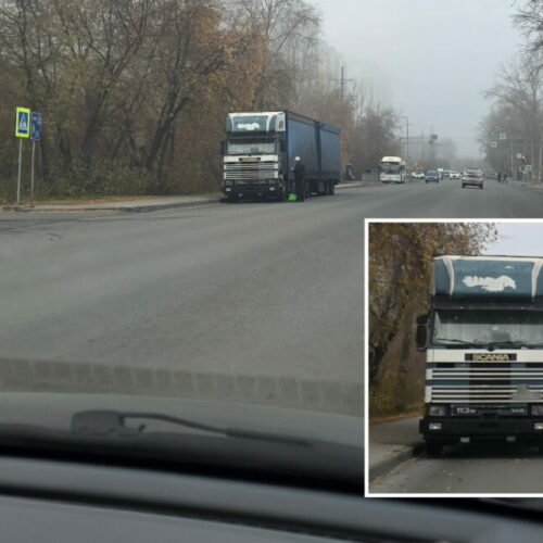 Жители КСМа снова жалуются на стоянку грузовиков на одной из улиц Новосибирска