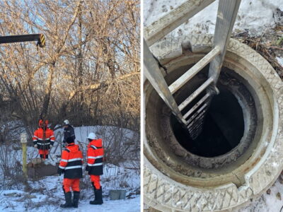 Смердящую трубу забетонировали на берегу Тулы в Новосибирске