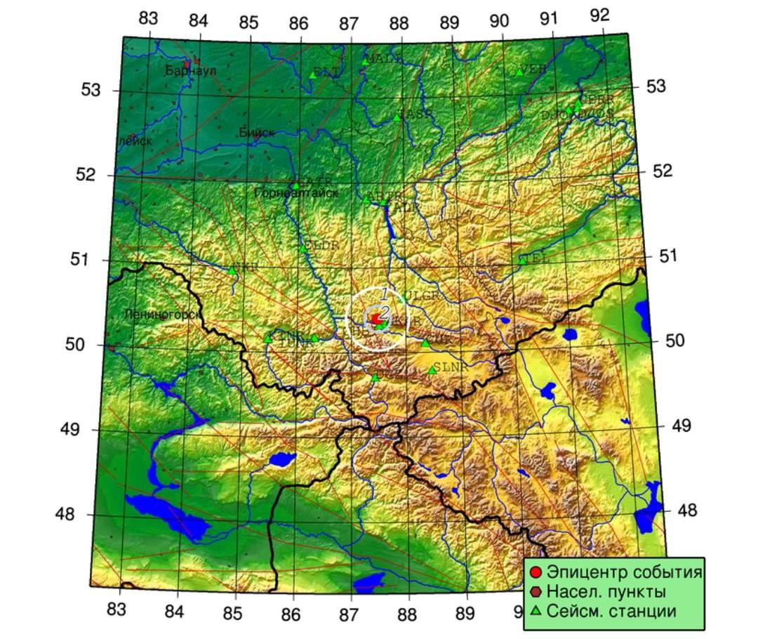 Землетрясение силой в 2,6 балла охватило восемь населённых пунктов Алтая