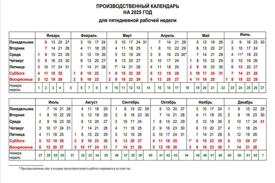 Опубликован производственный календарь на 2025 год в Новосибирской области