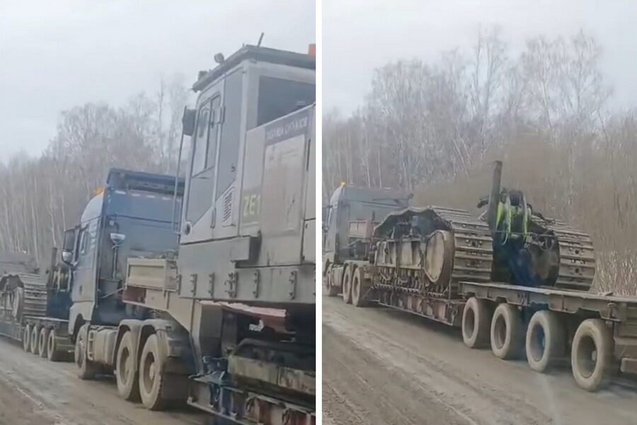 Незаконную перевозку деталей карьерной экскаватора заметили под Новосибирском