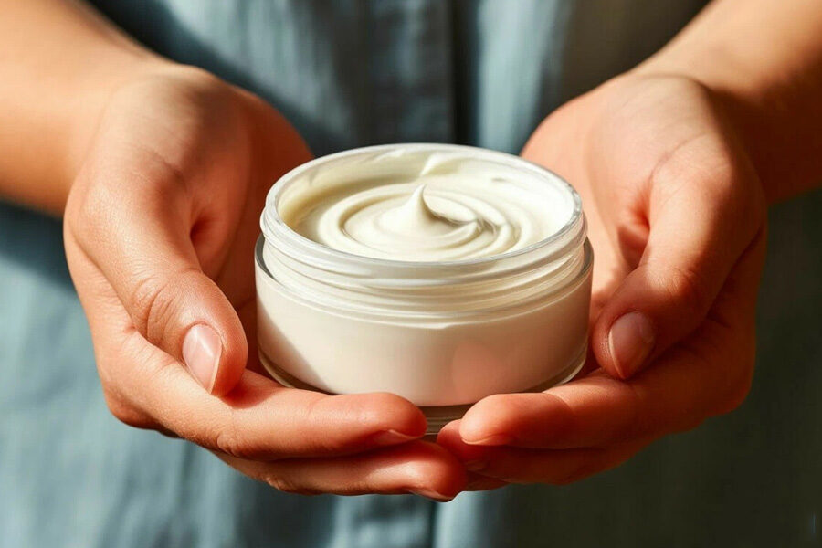 крем в женских руках