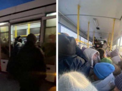 На Затулинке пассажиры штурмовали переполненный трамвай из-за пробок