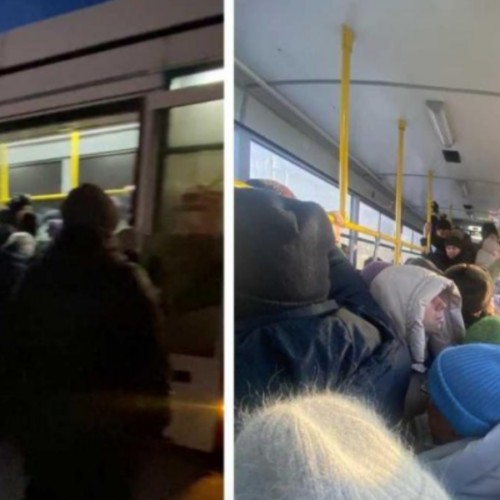 На Затулинке пассажиры штурмовали переполненный трамвай из-за пробок
