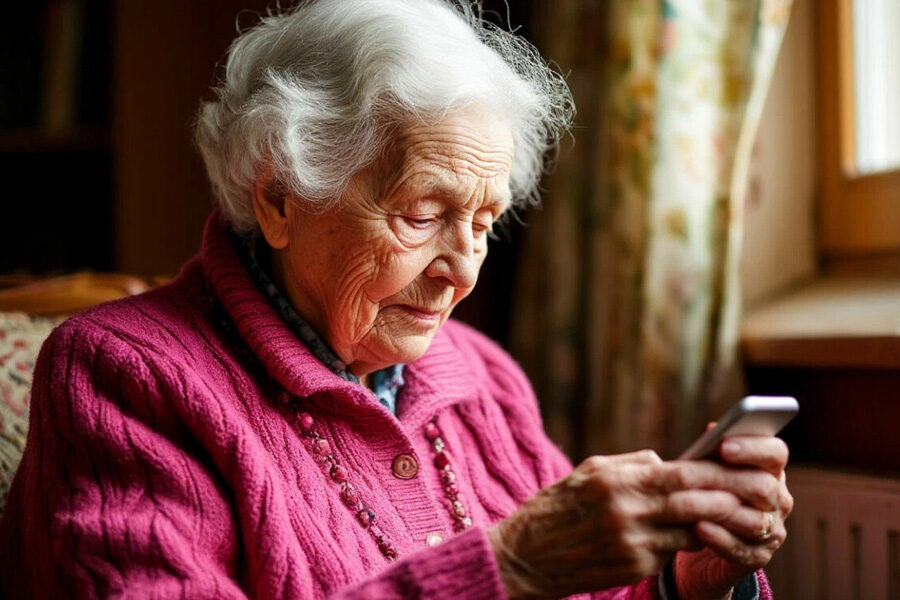 пенсионерка с телефоном