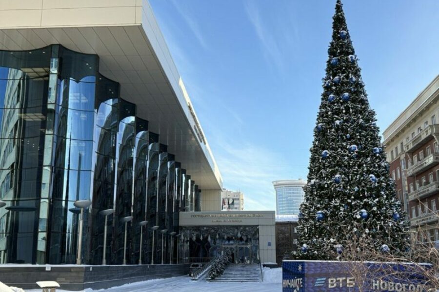 Крупный банк украсил Новосибирск новогодней ёлкой