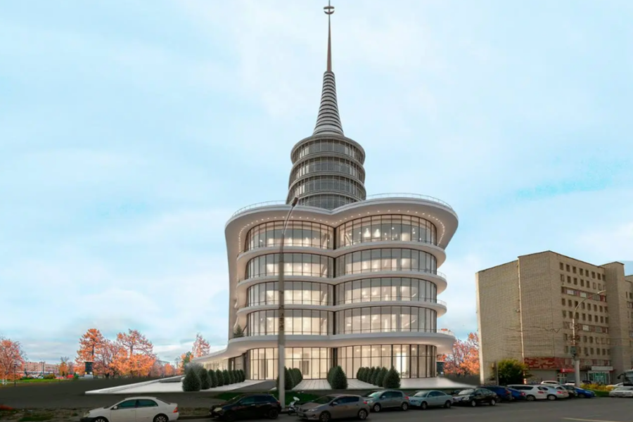 На Маркса на месте долгостроя построят офисно-выставочный центр со шпилем