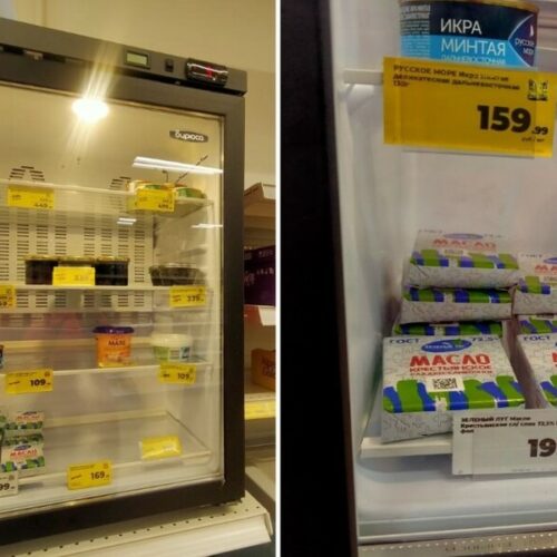 В новосибирских магазинах cтали под замок убирать масло и консервы