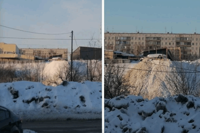 В Новосибирске незаконный снегоотвал угрожает затопить зелёную зону