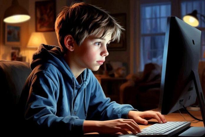 подросток за компьютером