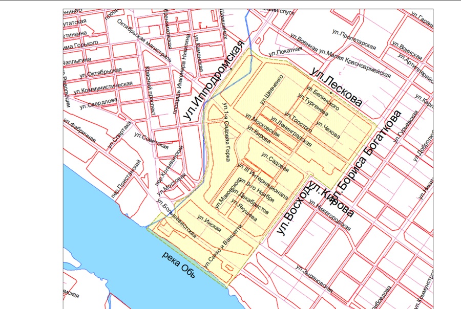 Она разработает план, охватывающий территории в границах улиц Ипподромская, Лескова, Бориса Богаткова, Кирова, Восход, а также створ Октябрьского моста и берег Оби