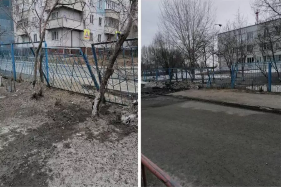 Снегоуборочная техника повредила забор школы в Новосибирске