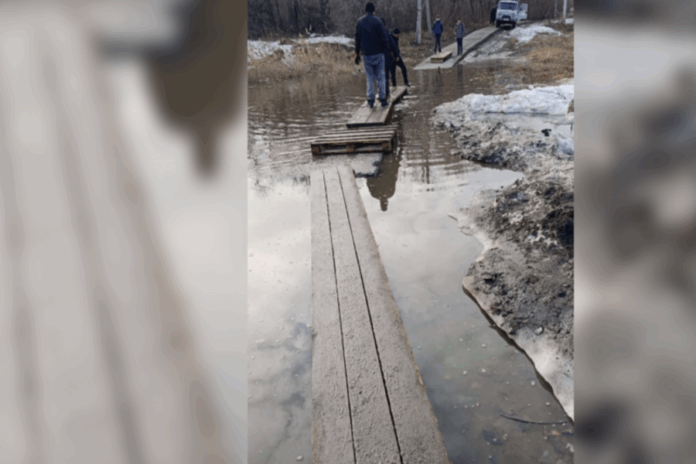 Названа причина затопления пешеходного пути к детской поликлинике под Новосибирском
