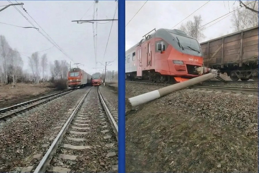 В Новосибирской области поезд столкнулся с опорой контактной сети