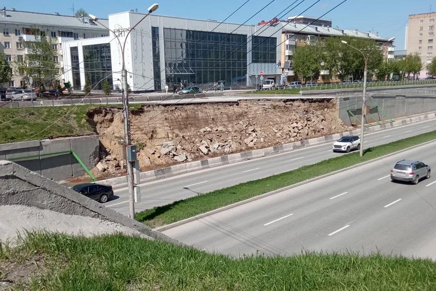 В Новосибирске начали ремонт подпорной стенки на Ипподромской магистрали